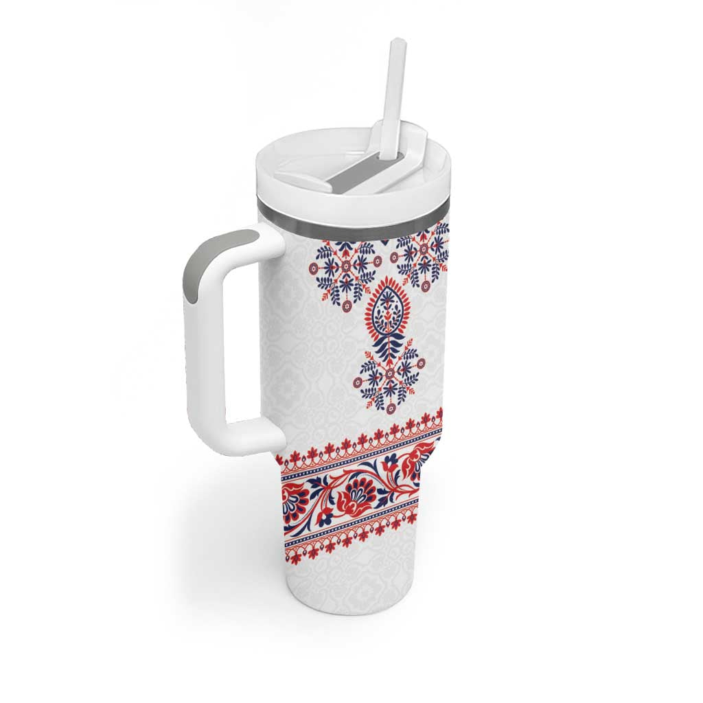 Panama Pollera Traditional Pattern Tumbler With Handle
