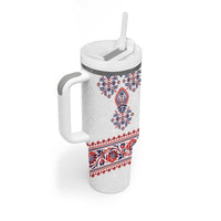 Panama Pollera Traditional Pattern Tumbler With Handle