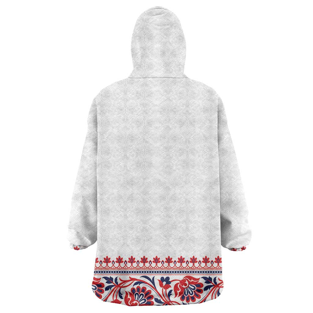 Panama Pollera Traditional Pattern Wearable Blanket Hoodie