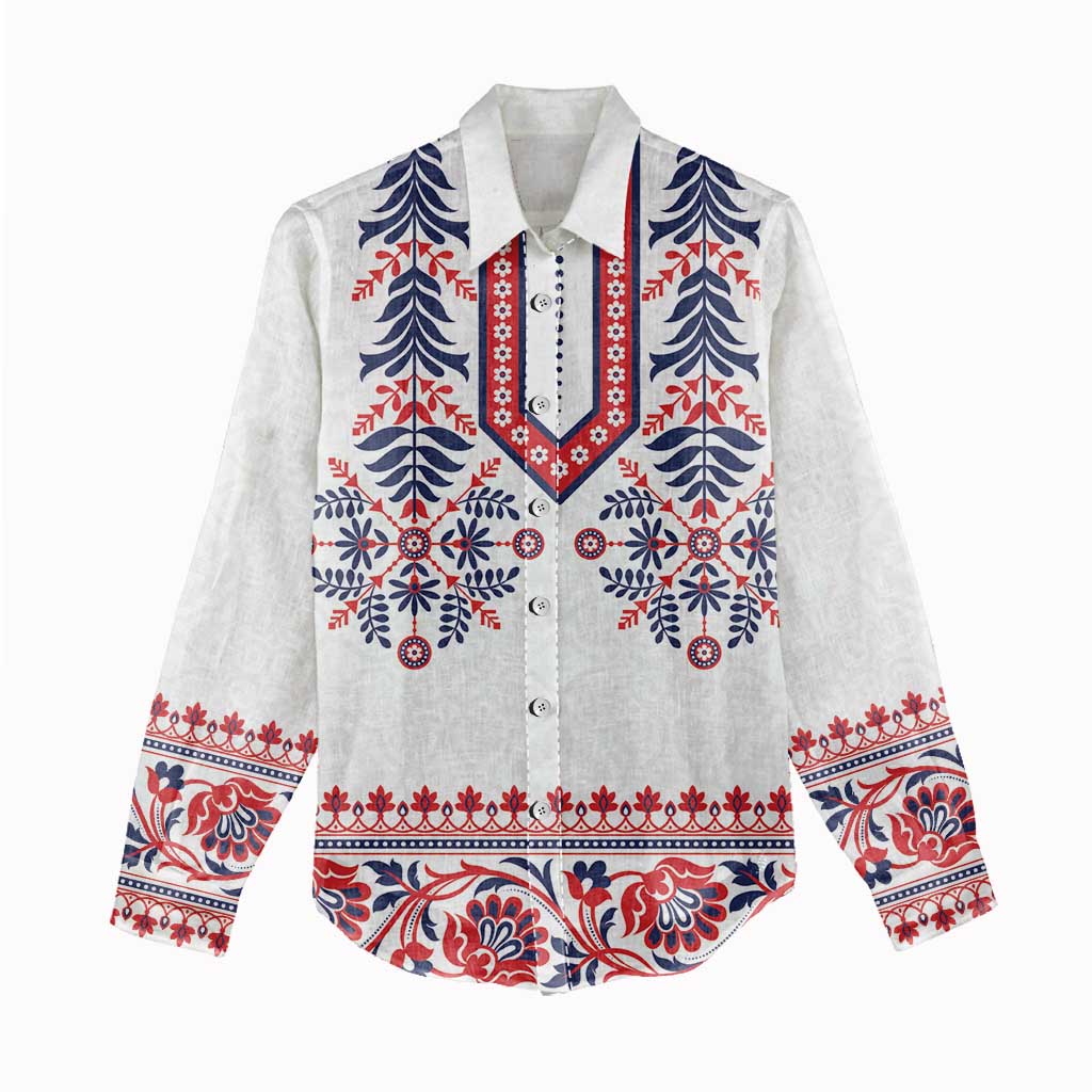 Panama Pollera Traditional Pattern Women Casual Shirt