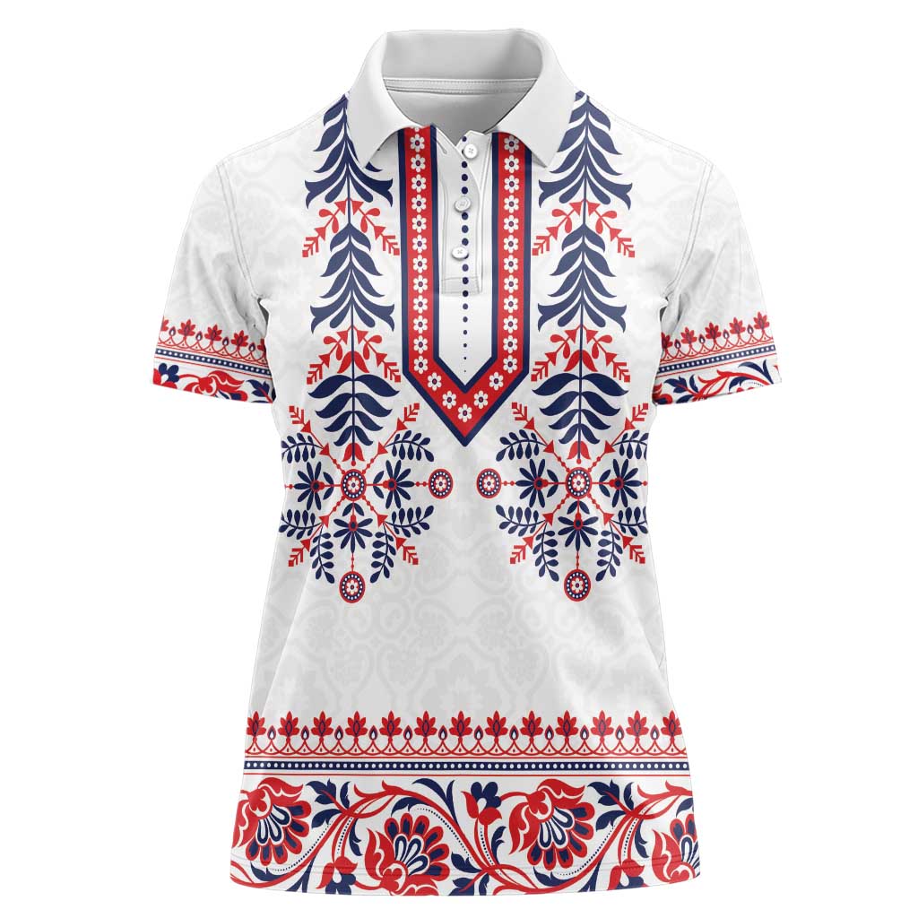 Panama Pollera Traditional Pattern Women Polo Shirt