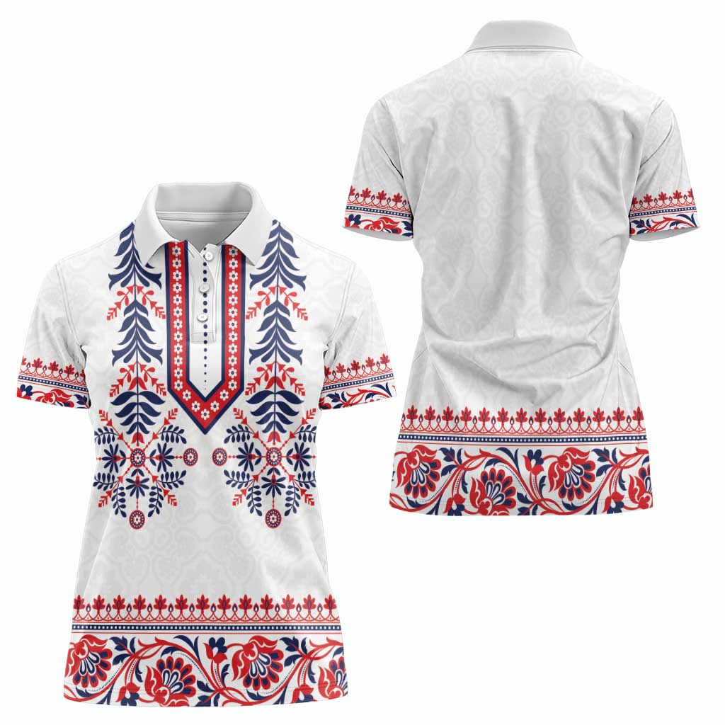 Panama Pollera Traditional Pattern Women Polo Shirt