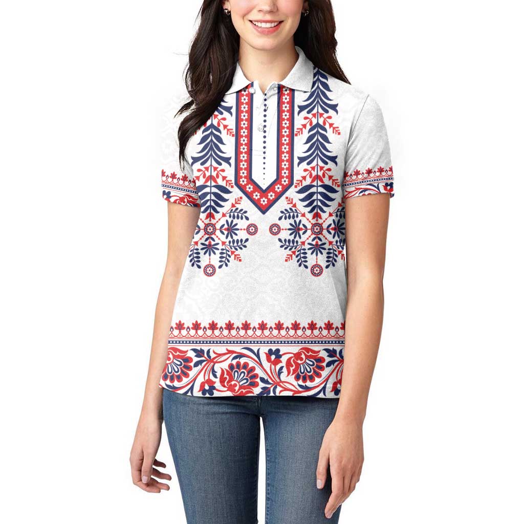 Panama Pollera Traditional Pattern Women Polo Shirt