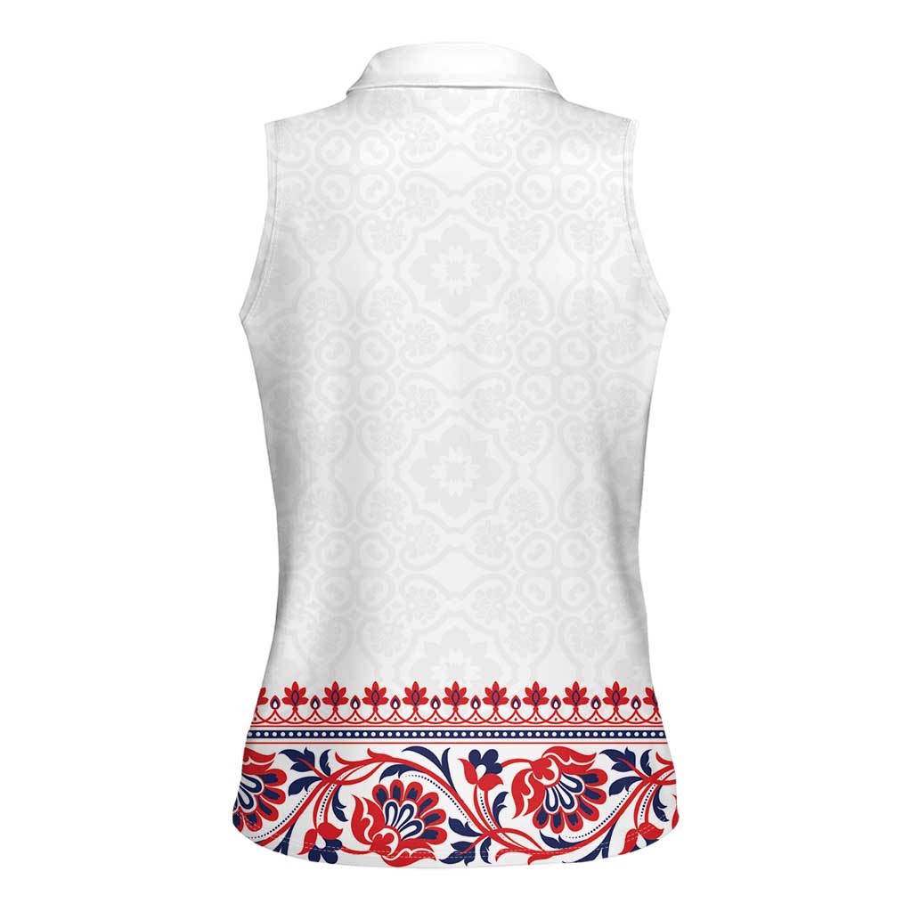 Panama Pollera Traditional Pattern Women Sleeveless Polo Shirt