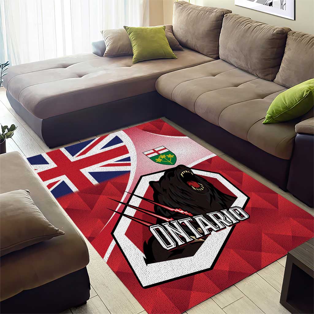 Canada Ontario Province Area Rug Black Bear Flag Stylized