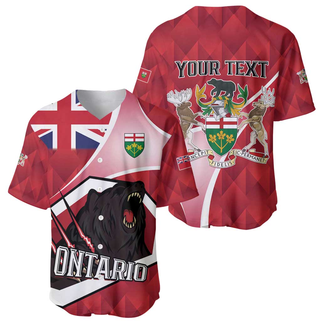 Personalized Canada Ontario Province Baseball Jersey Black Bear Flag Stylized