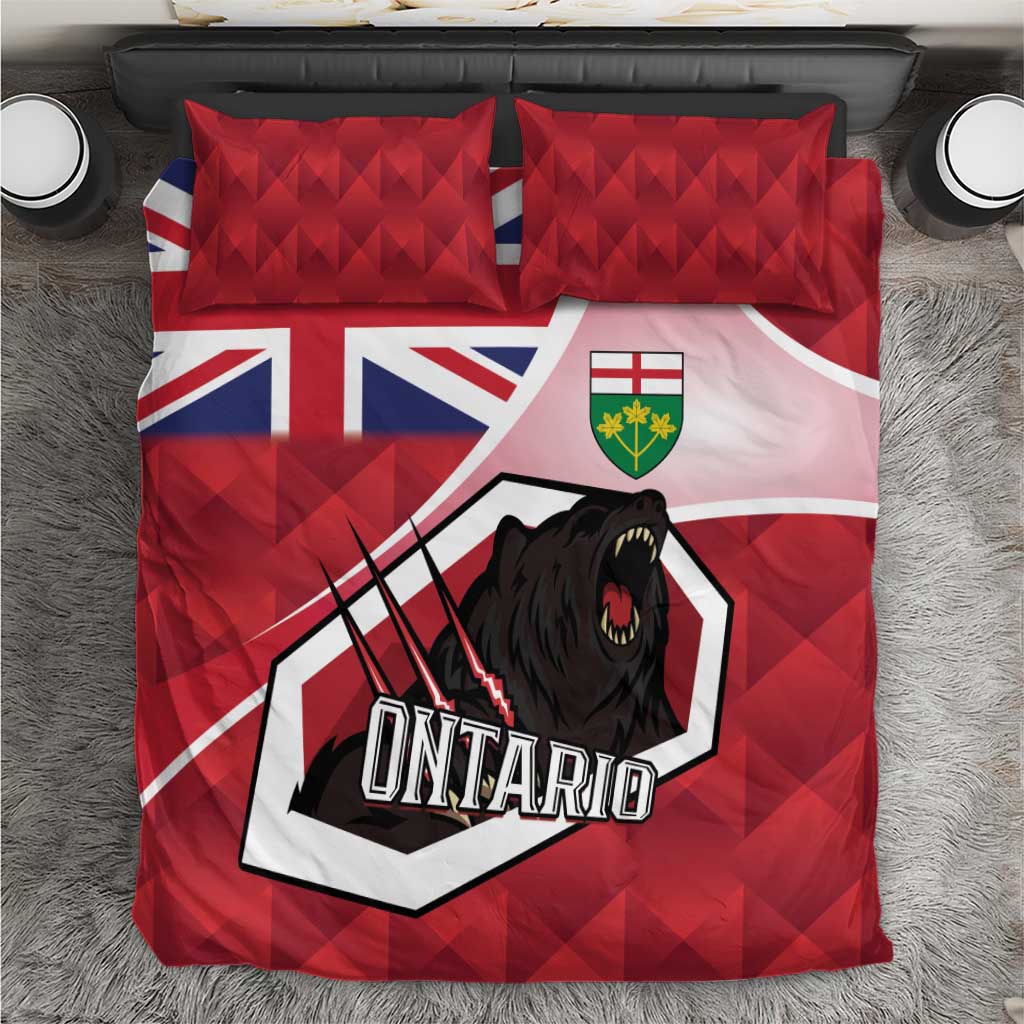 Canada Ontario Province Bedding Set Black Bear Flag Stylized