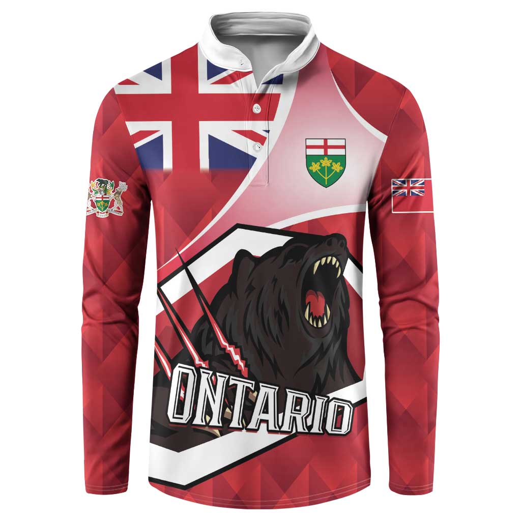 Personalized Canada Ontario Province Button Sweatshirt Black Bear Flag Stylized