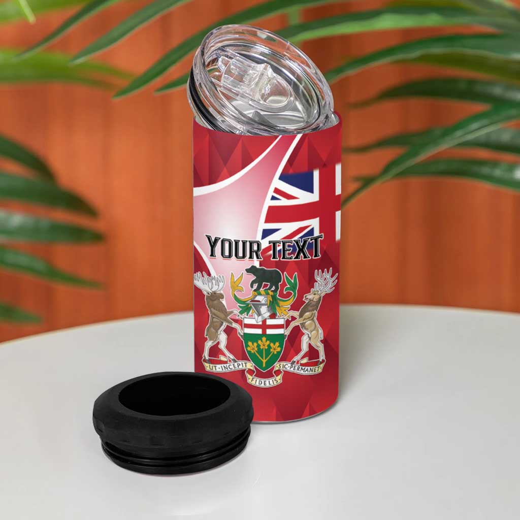 Personalized Canada Ontario Province 4 in 1 Can Cooler Tumbler Black Bear Flag Stylized