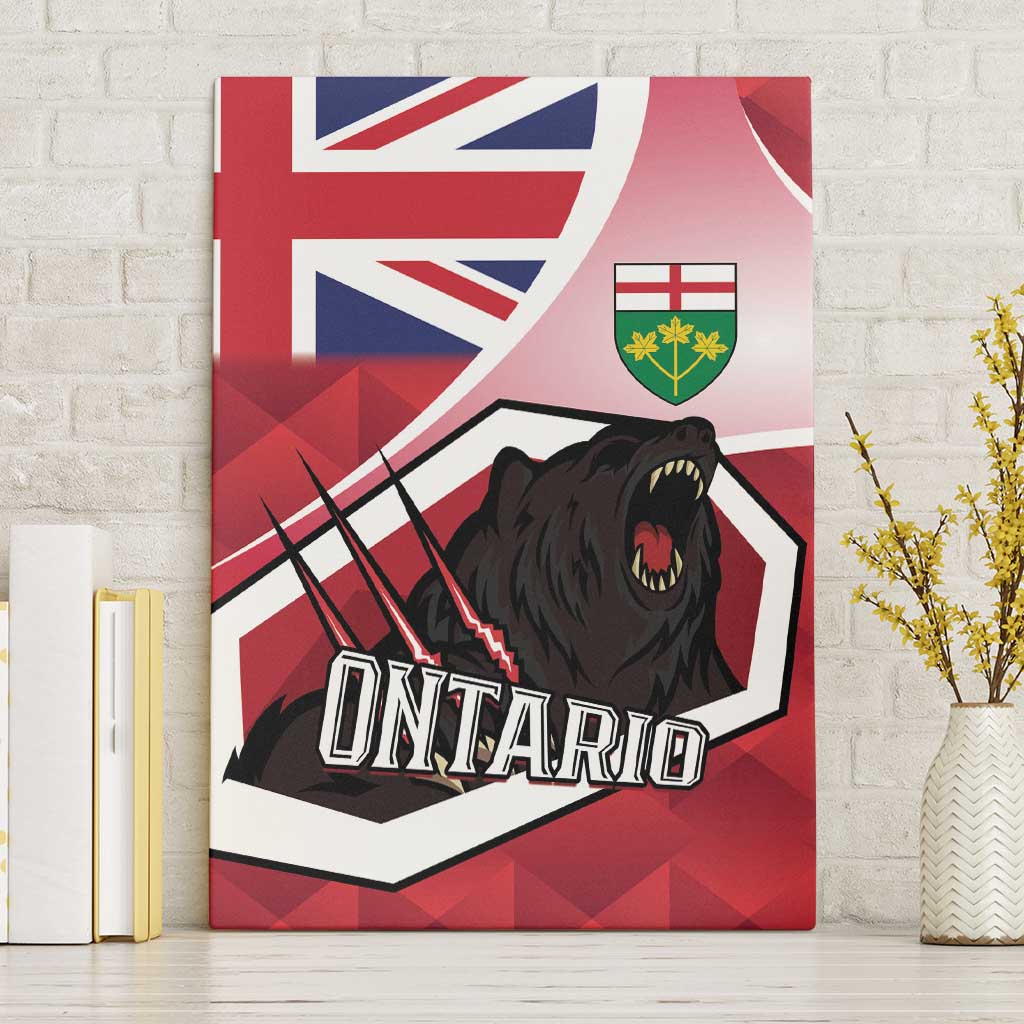 Canada Ontario Province Canvas Wall Art Black Bear Flag Stylized