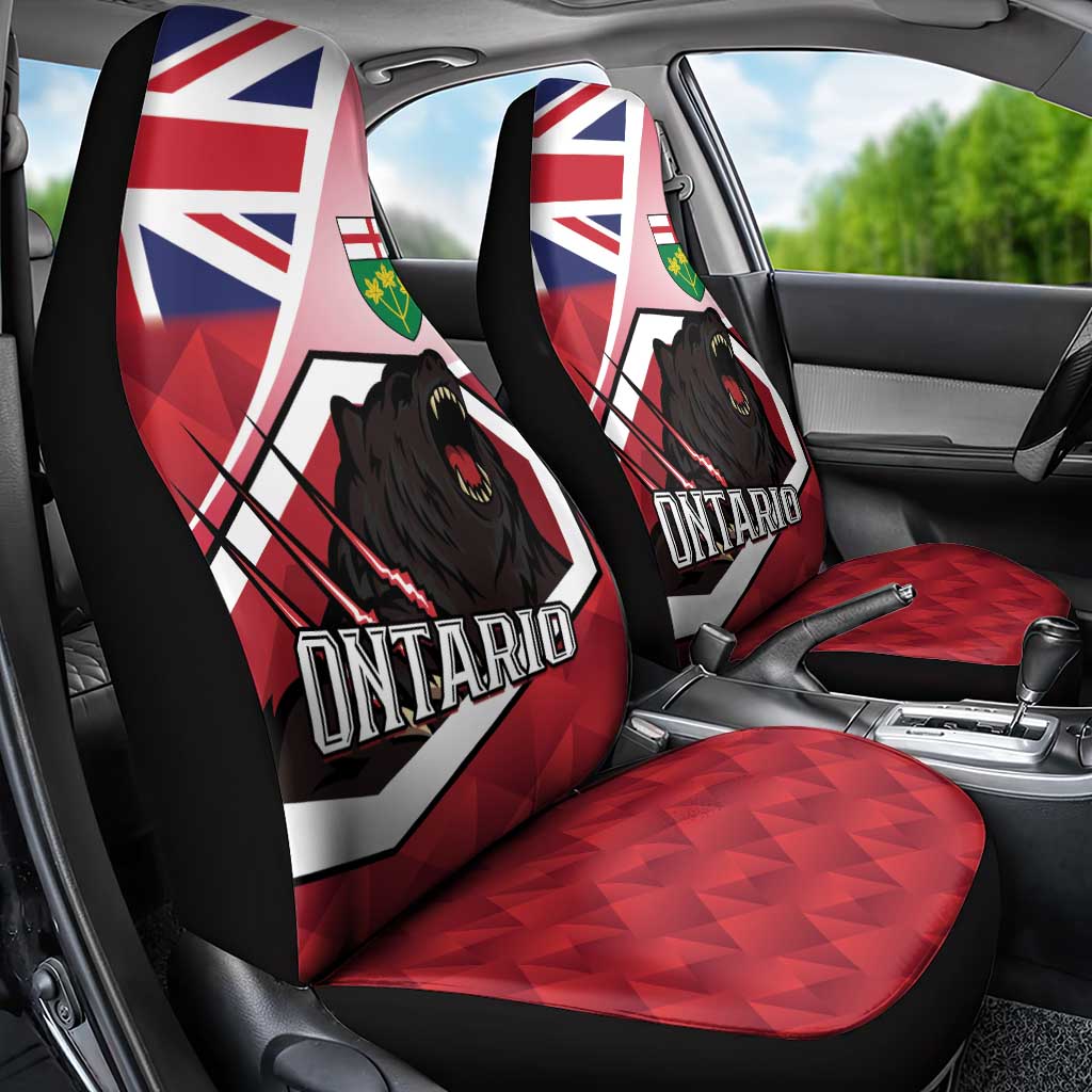 Canada Ontario Province Car Seat Cover Black Bear Flag Stylized