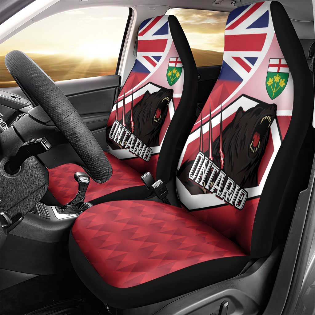 Canada Ontario Province Car Seat Cover Black Bear Flag Stylized