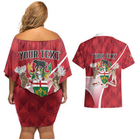 Personalized Canada Ontario Province Couples Matching Off Shoulder Short Dress and Hawaiian Shirt Black Bear Flag Stylized