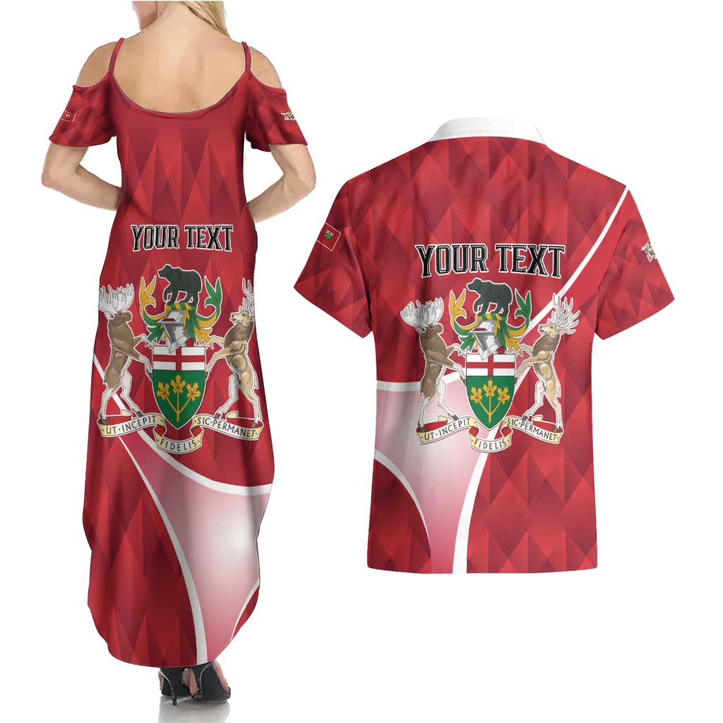 Personalized Canada Ontario Province Couples Matching Summer Maxi Dress and Hawaiian Shirt Black Bear Flag Stylized