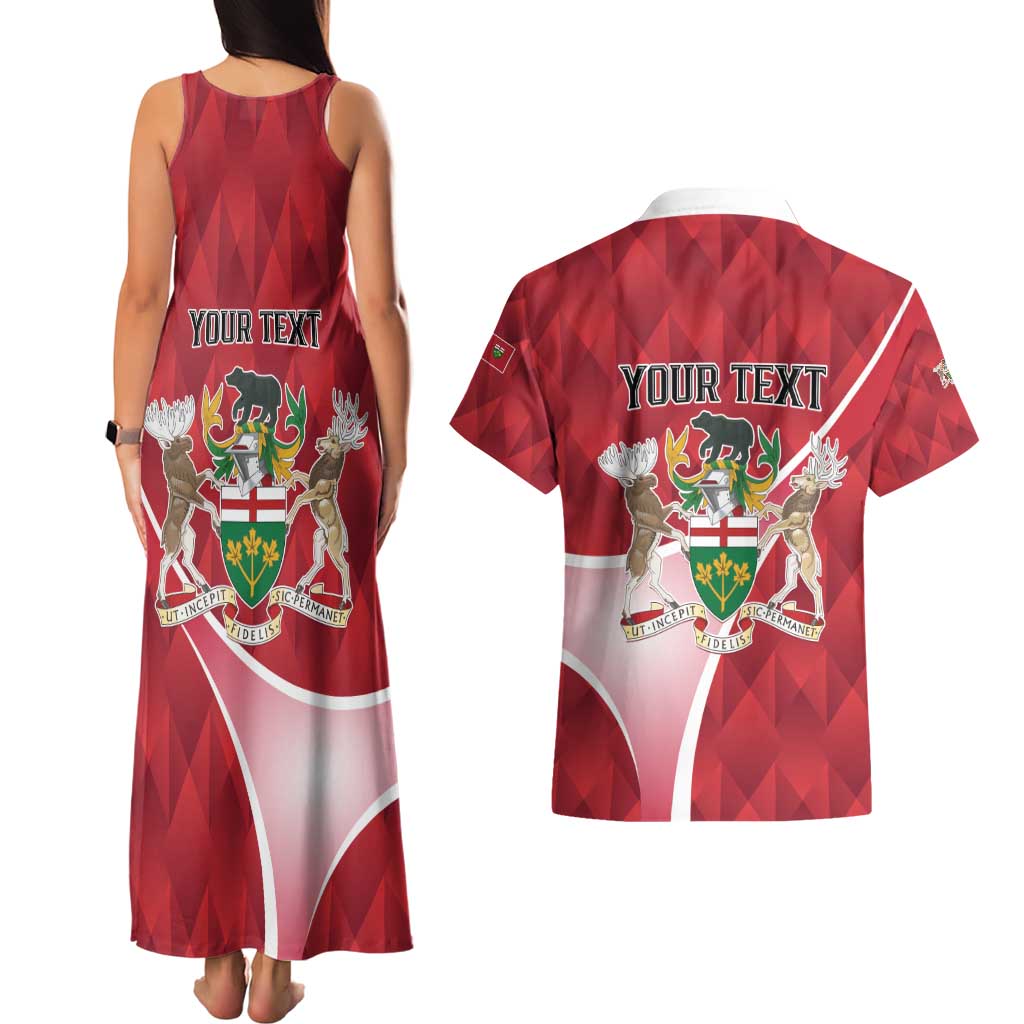 Personalized Canada Ontario Province Couples Matching Tank Maxi Dress and Hawaiian Shirt Black Bear Flag Stylized