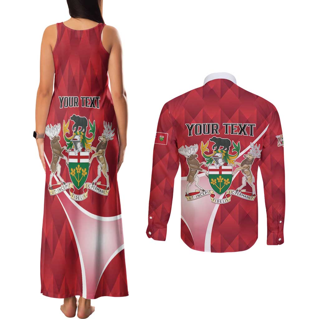 Personalized Canada Ontario Province Couples Matching Tank Maxi Dress and Long Sleeve Button Shirt Black Bear Flag Stylized