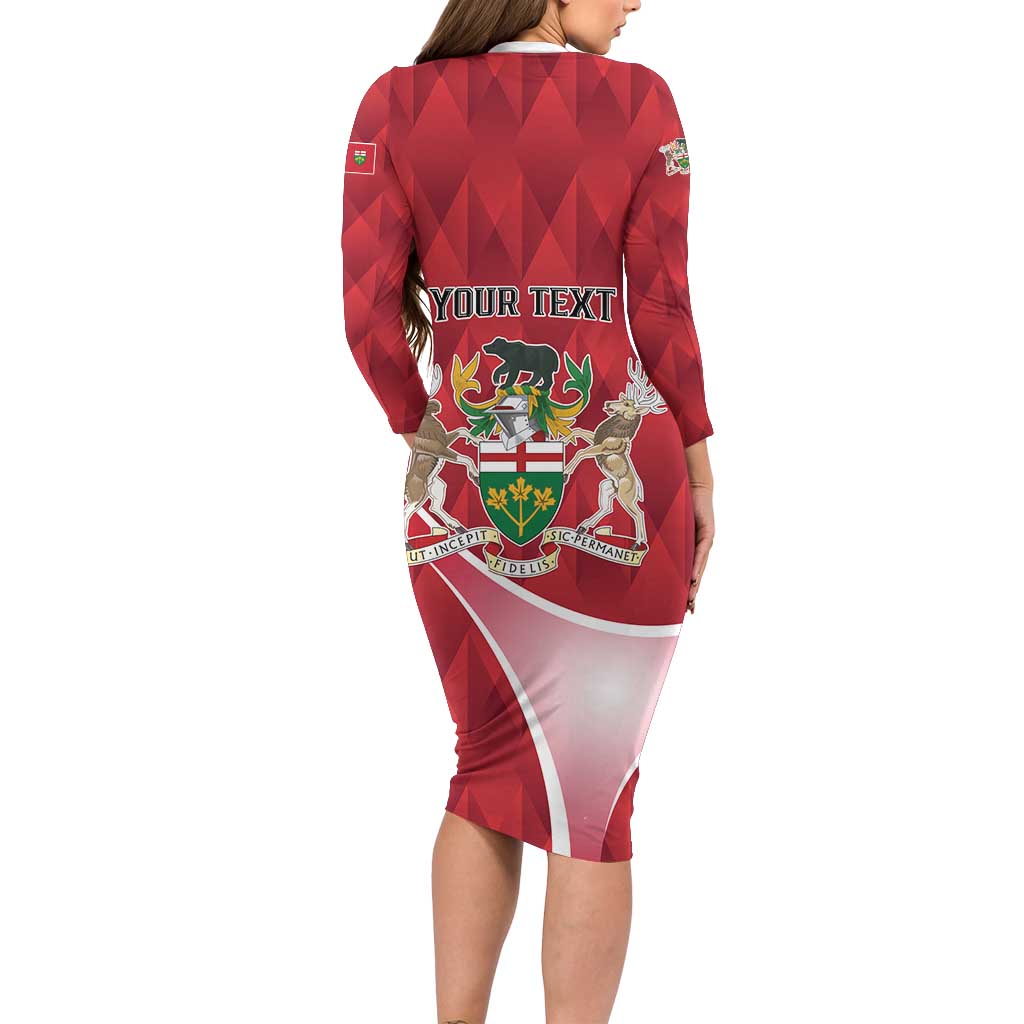 Personalized Canada Ontario Province Family Matching Long Sleeve Bodycon Dress and Hawaiian Shirt Black Bear Flag Stylized