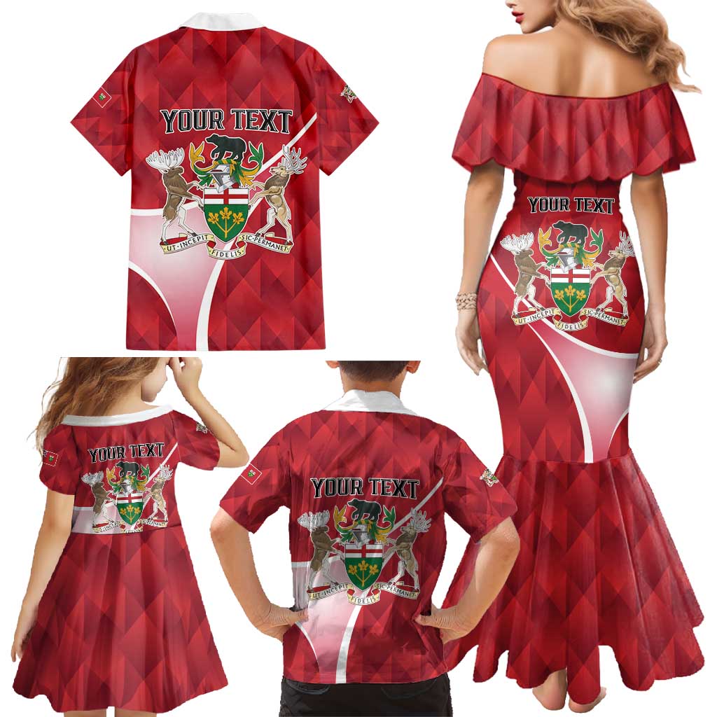 Personalized Canada Ontario Province Family Matching Mermaid Dress and Hawaiian Shirt Black Bear Flag Stylized