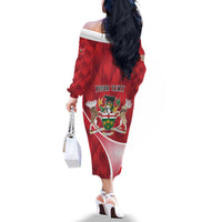 Personalized Canada Ontario Province Family Matching Off The Shoulder Long Sleeve Dress and Hawaiian Shirt Black Bear Flag Stylized