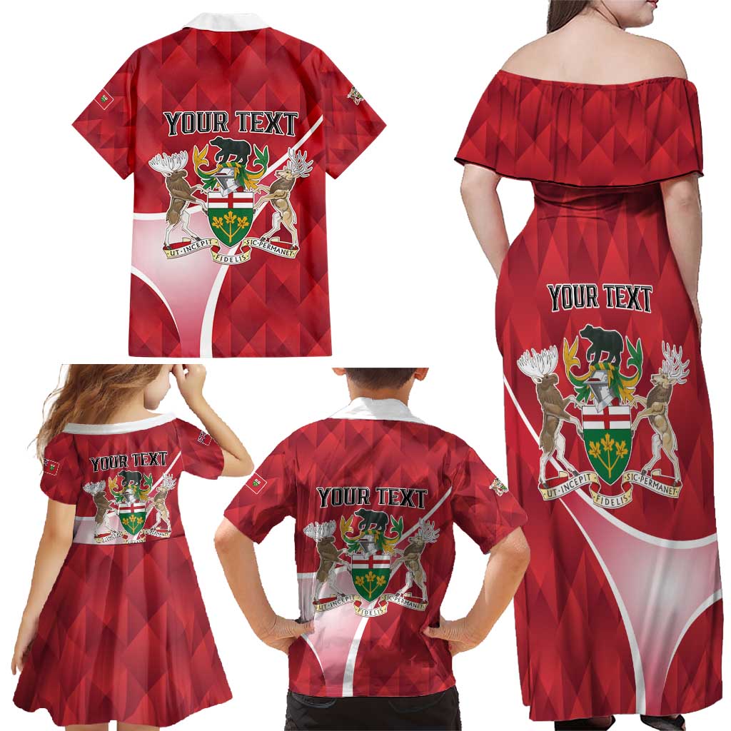 Personalized Canada Ontario Province Family Matching Off Shoulder Maxi Dress and Hawaiian Shirt Black Bear Flag Stylized