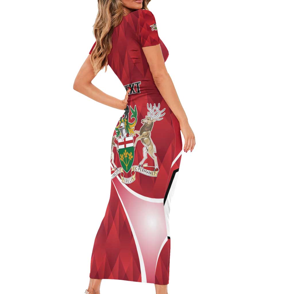 Personalized Canada Ontario Province Family Matching Short Sleeve Bodycon Dress and Hawaiian Shirt Black Bear Flag Stylized