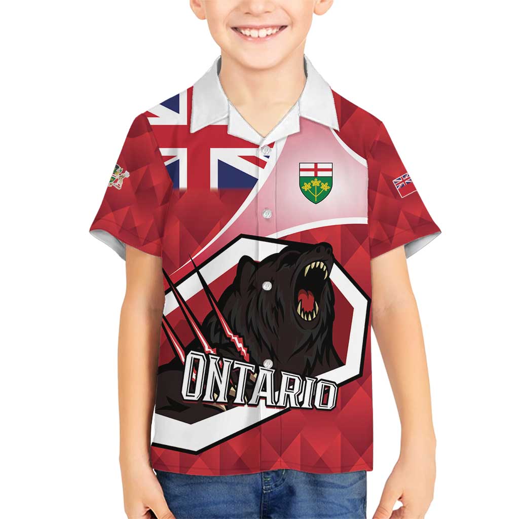 Personalized Canada Ontario Province Family Matching Summer Maxi Dress and Hawaiian Shirt Black Bear Flag Stylized