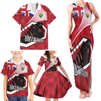 Personalized Canada Ontario Province Family Matching Tank Maxi Dress and Hawaiian Shirt Black Bear Flag Stylized