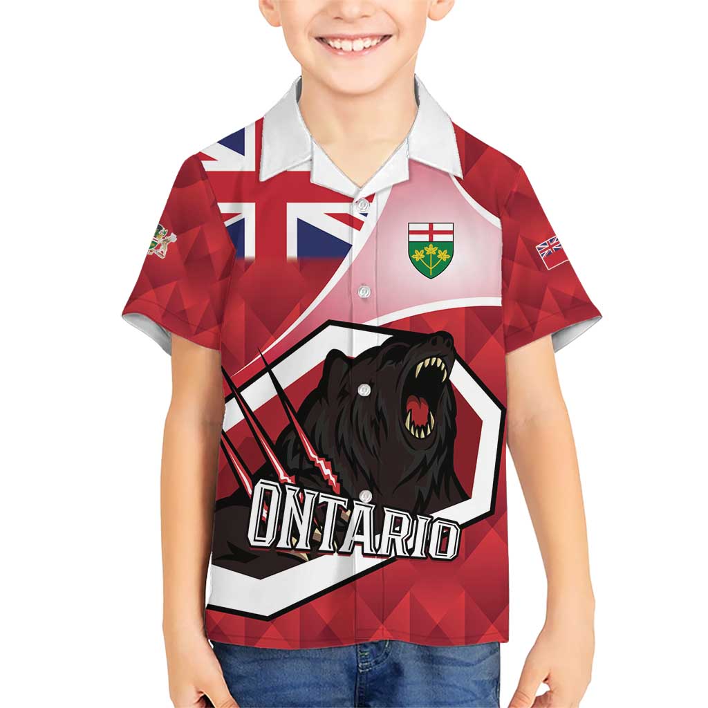 Personalized Canada Ontario Province Kid Hawaiian Shirt Black Bear Flag Stylized
