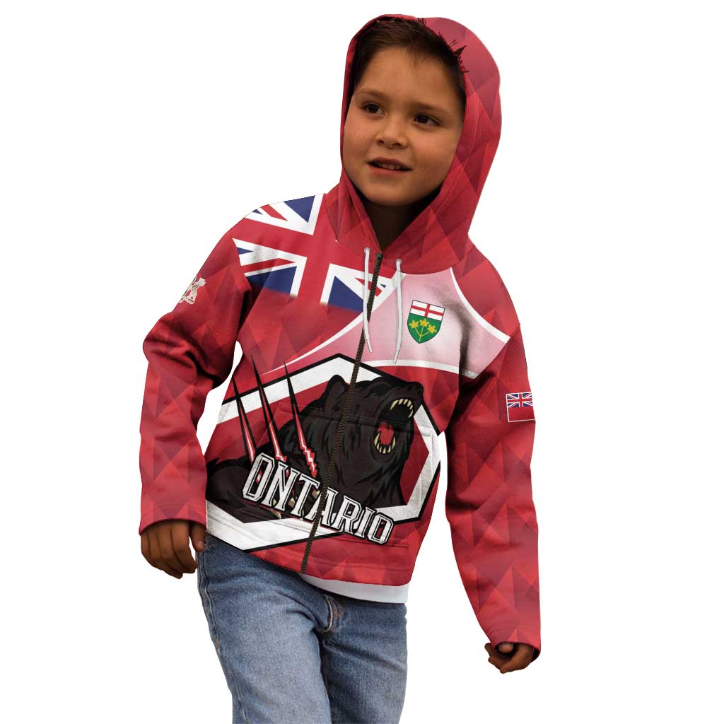 Personalized Canada Ontario Province Kid Hoodie Black Bear Flag Stylized