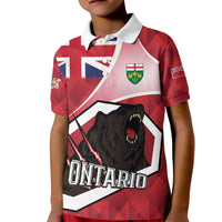 Personalized Canada Ontario Province Kid Polo Shirt Black Bear Flag Stylized