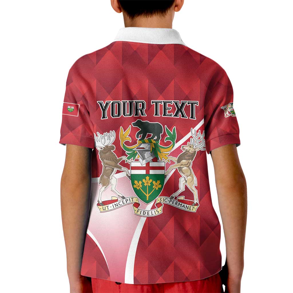 Personalized Canada Ontario Province Kid Polo Shirt Black Bear Flag Stylized