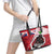 Canada Ontario Province Leather Tote Bag Black Bear Flag Stylized