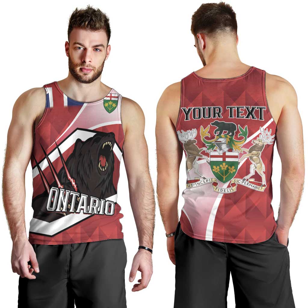 Personalized Canada Ontario Province Men Tank Top Black Bear Flag Stylized