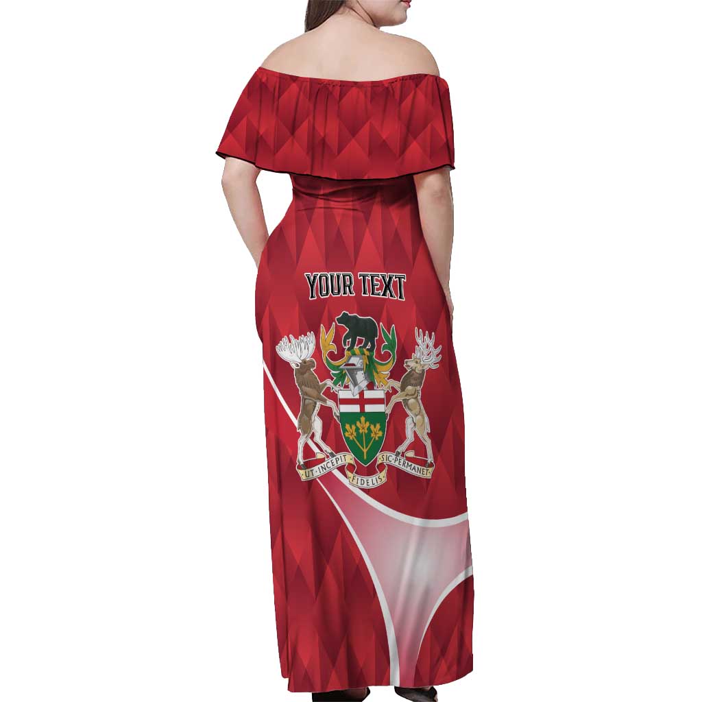 Personalized Canada Ontario Province Off Shoulder Maxi Dress Black Bear Flag Stylized