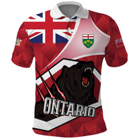 Personalized Canada Ontario Province Polo Shirt Black Bear Flag Stylized