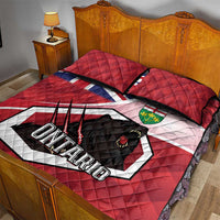 Canada Ontario Province Quilt Bed Set Black Bear Flag Stylized