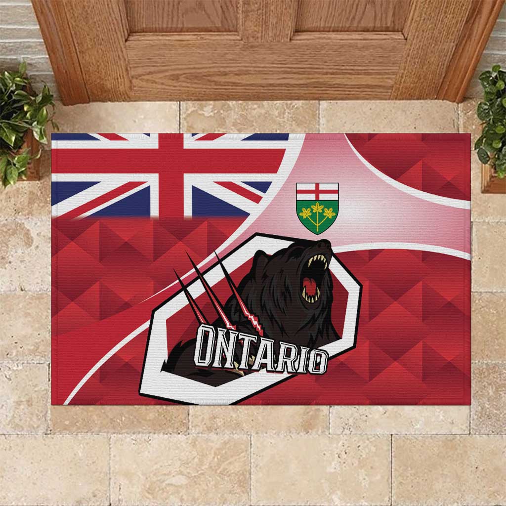 Canada Ontario Province Rubber Doormat Black Bear Flag Stylized