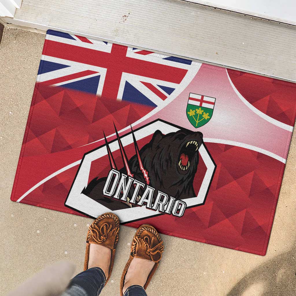 Canada Ontario Province Rubber Doormat Black Bear Flag Stylized
