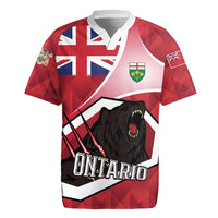 Personalized Canada Ontario Province Rugby Jersey Black Bear Flag Stylized