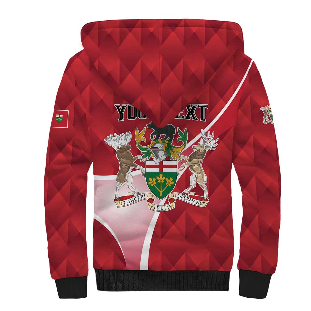 Personalized Canada Ontario Province Sherpa Hoodie Black Bear Flag Stylized