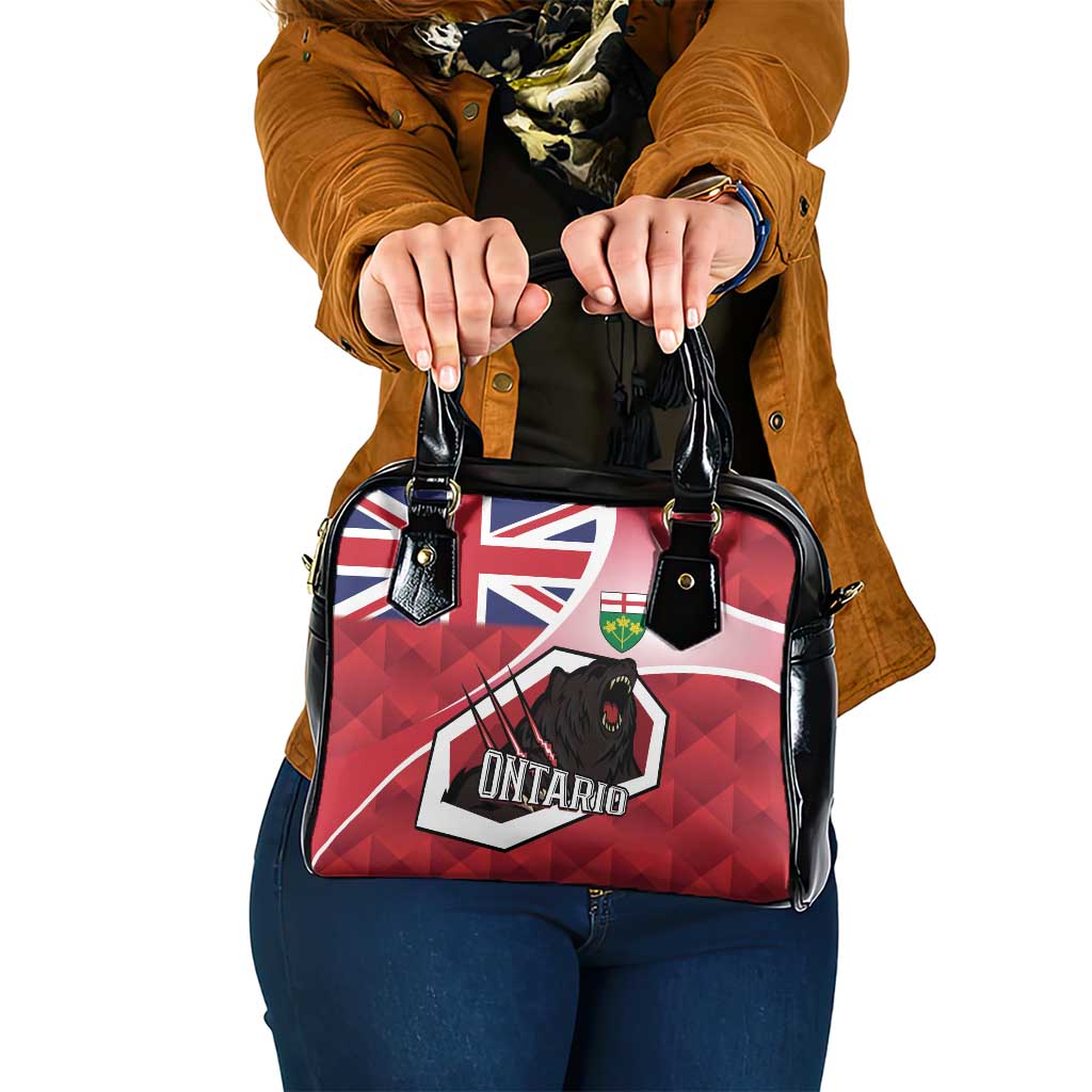 Canada Ontario Province Shoulder Handbag Black Bear Flag Stylized
