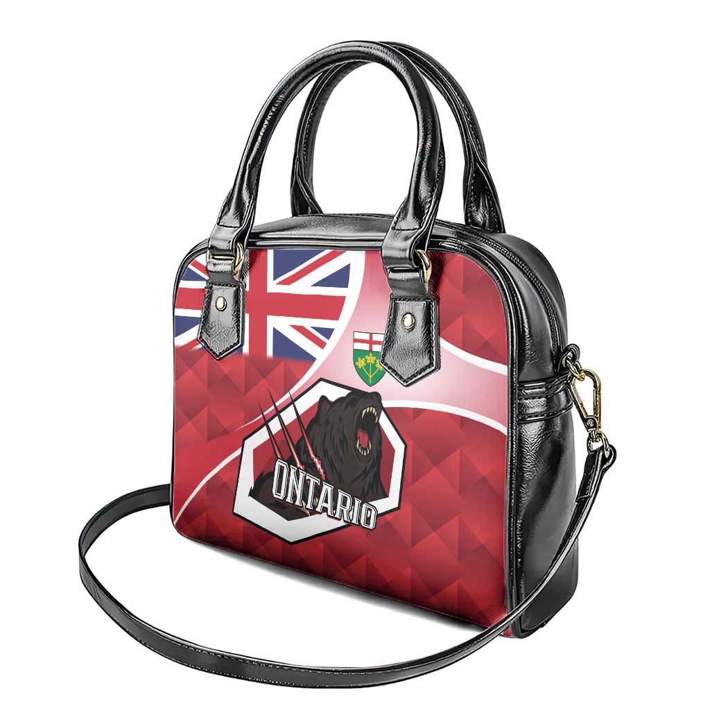 Canada Ontario Province Shoulder Handbag Black Bear Flag Stylized