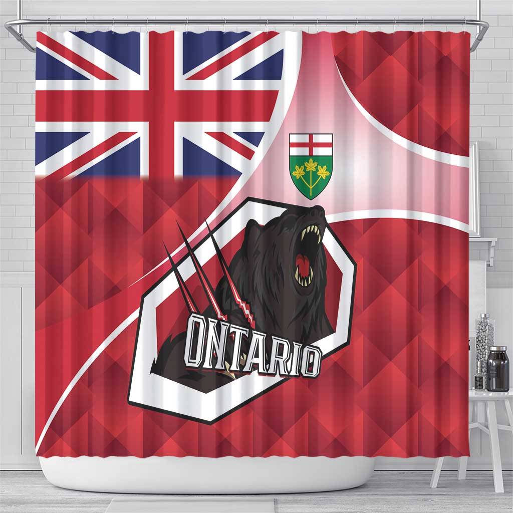 Canada Ontario Province Shower Curtain Black Bear Flag Stylized