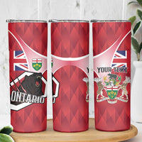 Personalized Canada Ontario Province Skinny Tumbler Black Bear Flag Stylized