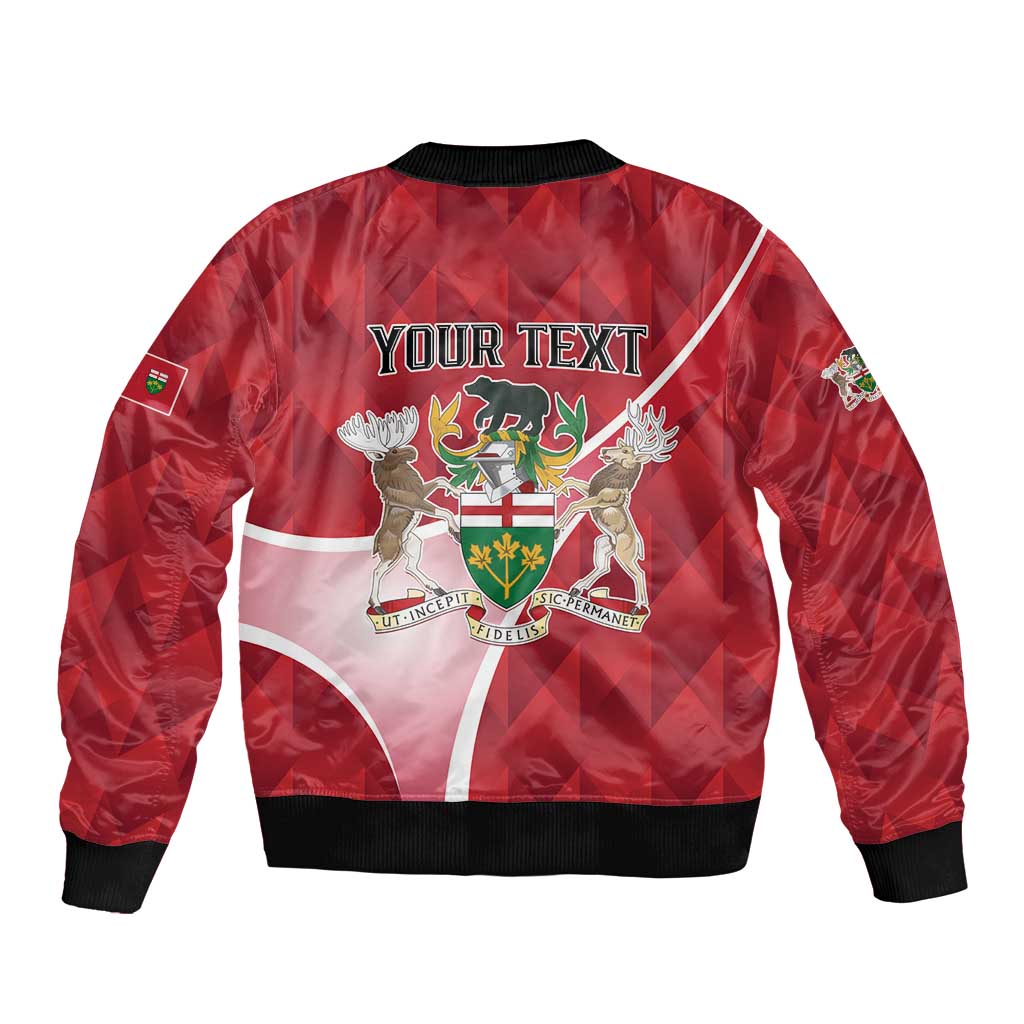 Personalized Canada Ontario Province Sleeve Zip Bomber Jacket Black Bear Flag Stylized