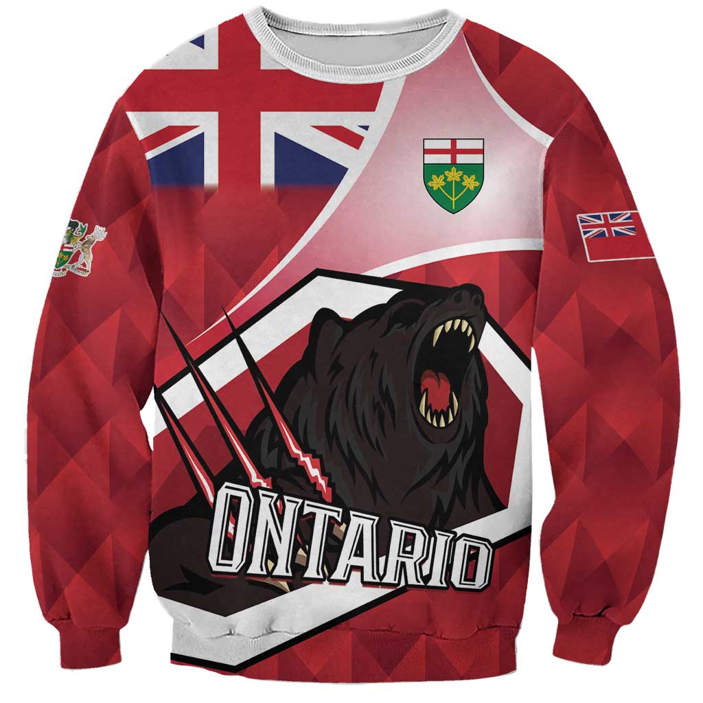 Personalized Canada Ontario Province Sweatshirt Black Bear Flag Stylized