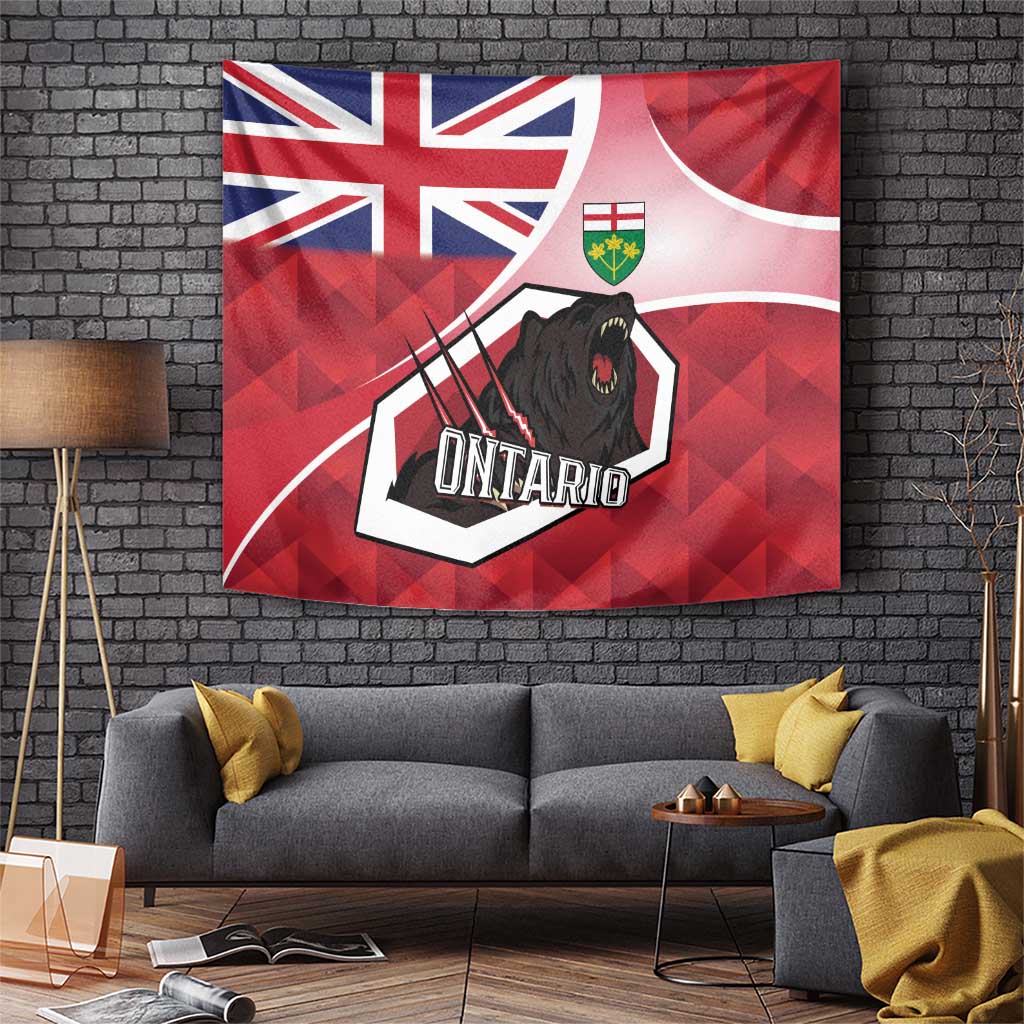 Canada Ontario Province Tapestry Black Bear Flag Stylized
