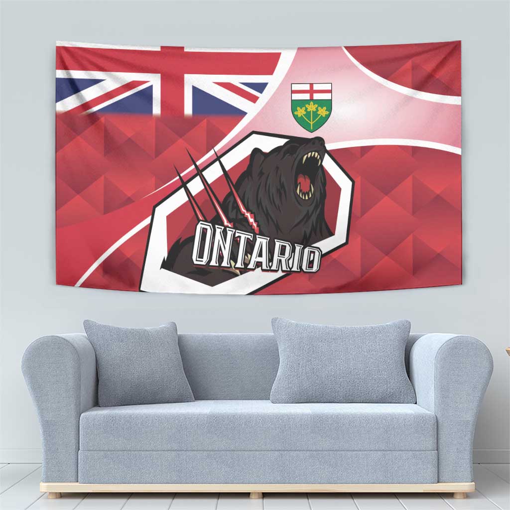 Canada Ontario Province Tapestry Black Bear Flag Stylized