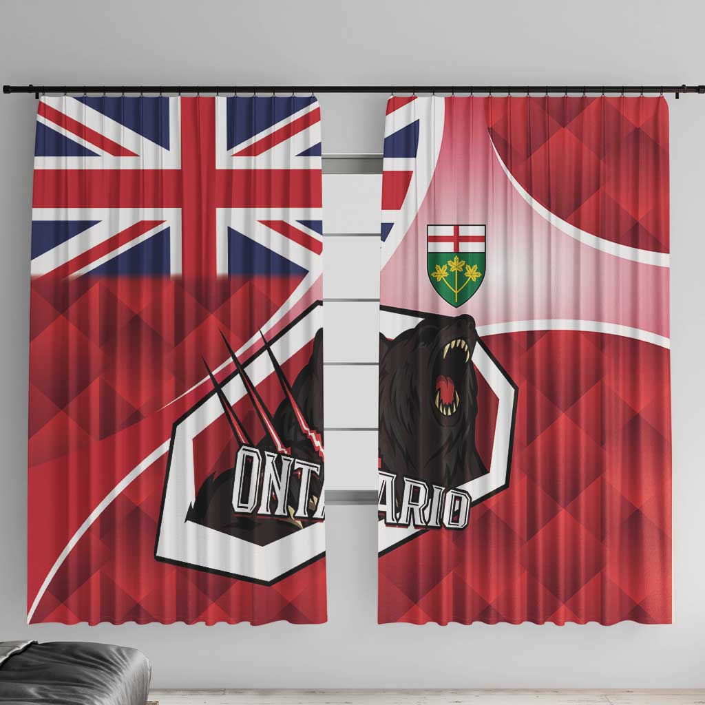Canada Ontario Province Window Curtain Black Bear Flag Stylized