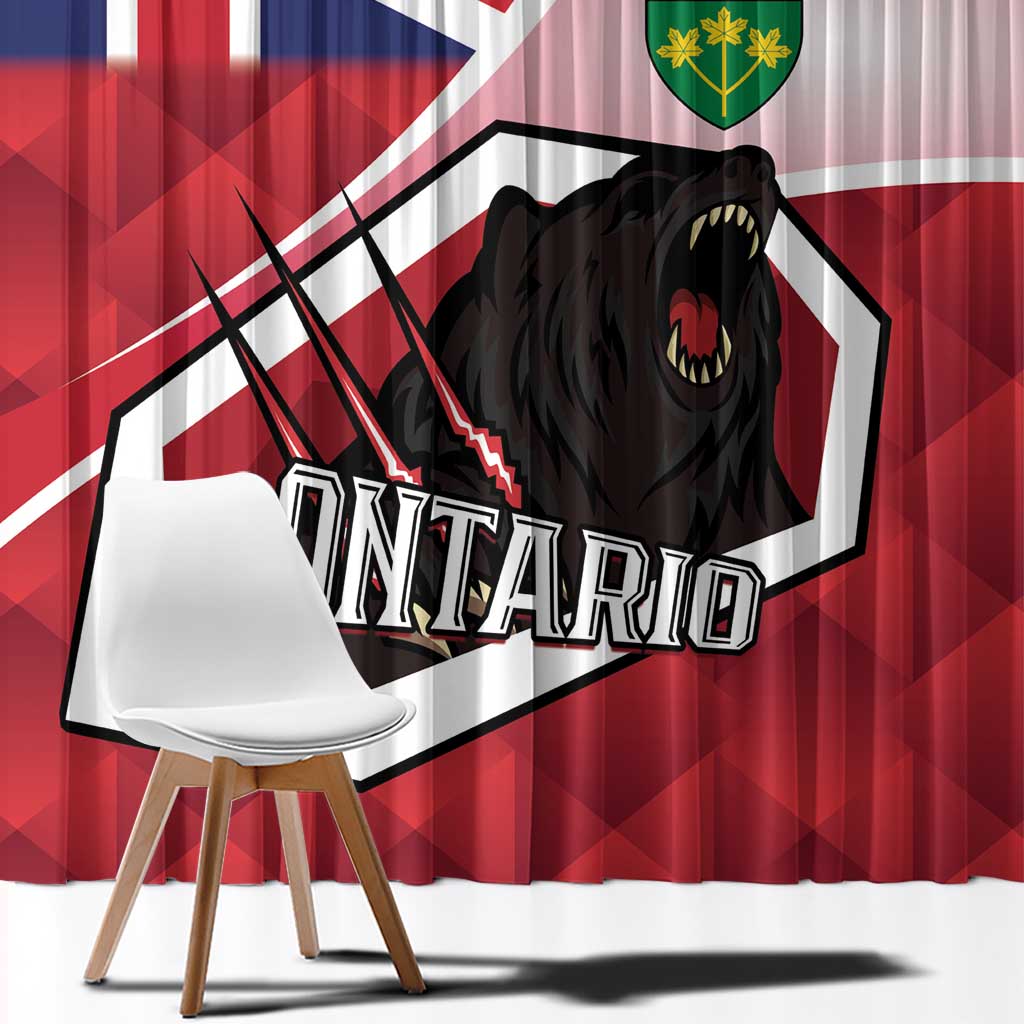 Canada Ontario Province Window Curtain Black Bear Flag Stylized